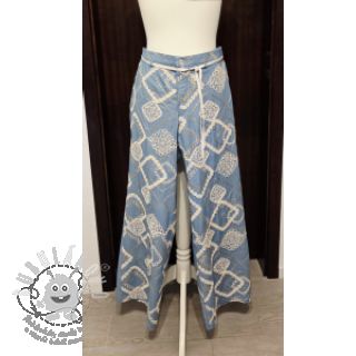 Bavlněná látka JEANS EMBROIDERY Square light blue