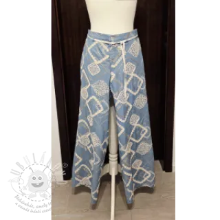 Bavlněná látka JEANS EMBROIDERY Square light blue