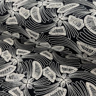 Bavlněná látka EMBROIDERY Amia black