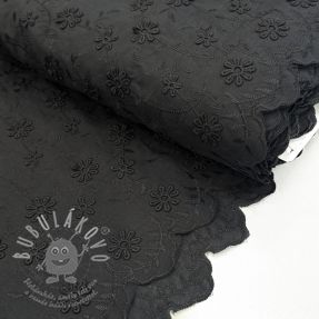 Bavlněná látka EMBROIDERY Catchy daisy black