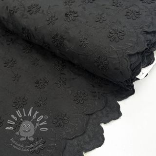 Bavlněná látka EMBROIDERY Catchy daisy black