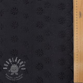 Bavlněná látka EMBROIDERY Catchy daisy black