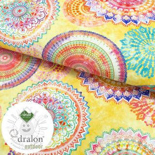 Dekorační látka s teflonovou úpravou MANDALA WATERCOLOUR YELLOW