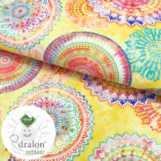 Dekorační látka s teflonovou úpravou MANDALA WATERCOLOUR YELLOW