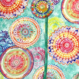 Dekorační látka s teflonovou úpravou MANDALA WATERCOLOUR GREEN