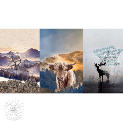 Levně Teplákovina Nordic cattle PANEL digital print
