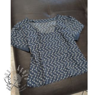 Bavlněná látka JEANS Embroidery dark blue