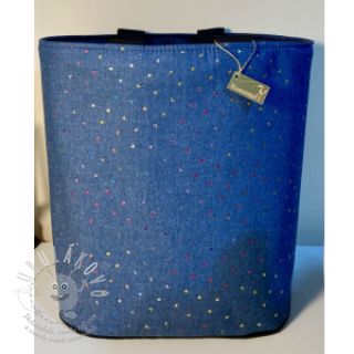 Bavlněná látka JEANS FOIL Hearts multicoluor