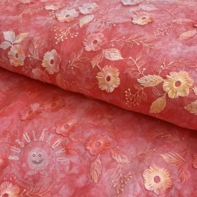 Bavlněná látka TIE DYE EMBROIDERY Poppy design K