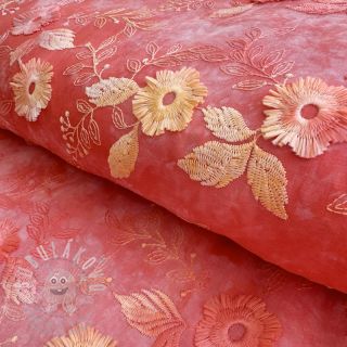 Bavlněná látka TIE DYE EMBROIDERY Poppy design K