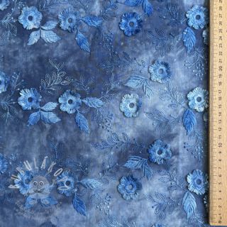 Bavlněná látka TIE DYE EMBROIDERY Poppy design L