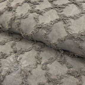 Bavlněná látka se lnem Vintage Fringe Diamonds grey