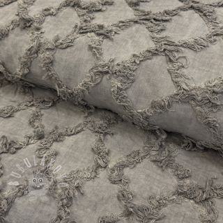 Bavlněná látka se lnem Vintage Fringe Diamonds grey