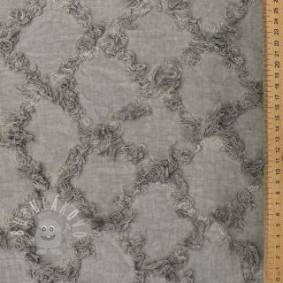 Bavlněná látka se lnem Vintage Fringe Diamonds grey