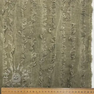 Bavlněná látka se lnem Vintage Fringe Stripe army