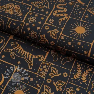 Bavlněná látka Boho black