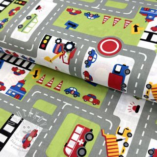 Bavlněná látka Cars on the road design C
