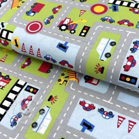 Bavlněná látka Cars on the road design A