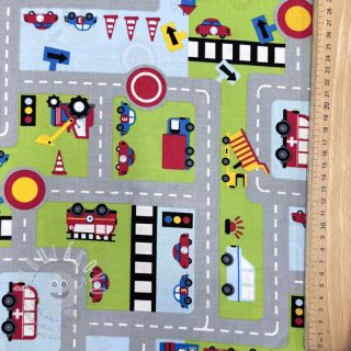 Bavlněná látka Cars on the road design A