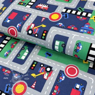 Bavlněná látka Cars on the road design B