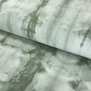 Bavlněná látka HAND TIE DYE dark old green