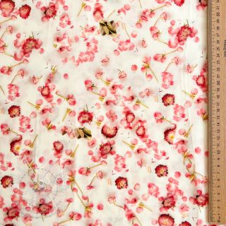 Viskóza RAYON POPLIN Pink flowers design B digital print