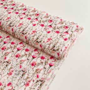 Viskóza RAYON POPLIN Pink flowers design A digital print