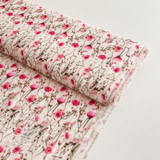 Viskóza RAYON POPLIN Pink flowers design A digital print