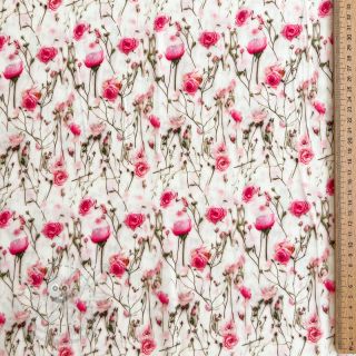 Viskóza RAYON POPLIN Pink flowers design A digital print