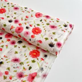 Viskóza RAYON POPLIN Pink flowers design C digital print