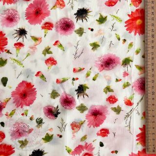 Viskóza RAYON POPLIN Pink flowers design C digital print