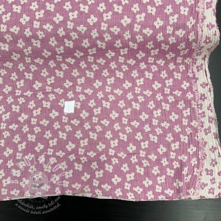 Dvojitá gázovina/mušelín JACQUARD Flowers cerise II.třída