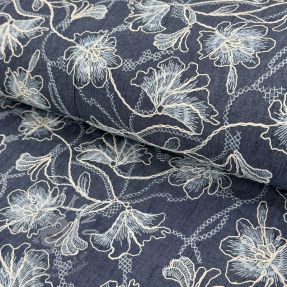 Bavlněná látka JEANS EMBROIDERY Lisa design A