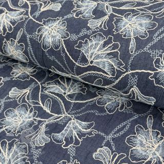 Bavlněná látka JEANS EMBROIDERY Lisa design A