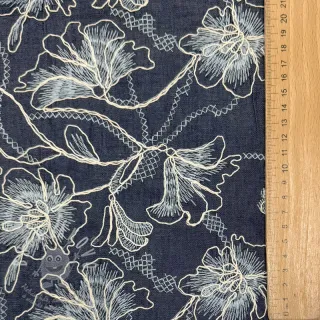Bavlněná látka JEANS EMBROIDERY Lisa design A
