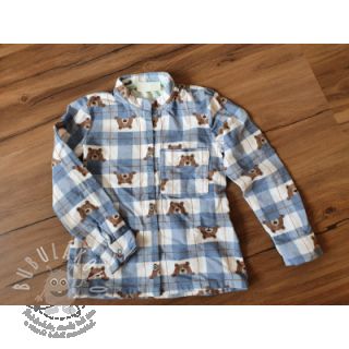 Bavlněná látka FLANNEL Bear check jeans