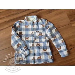 Bavlněná látka FLANNEL Bear check jeans
