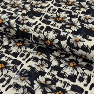 Viskóza se lnem Daisy design A digital print