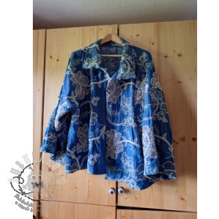 Bavlněná látka JEANS Embroidery leaves black