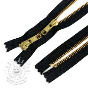 Zip kovový nedělitelný 2 jezdce 72 cm black/gold