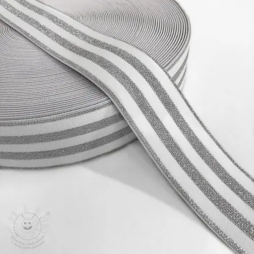 Levně Guma hladká 4 cm LUREX SILVER off white