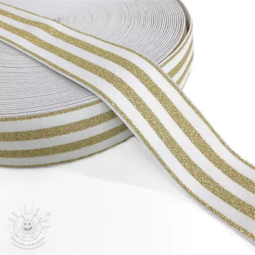 Levně Guma hladká 4 cm LUREX GOLD off white