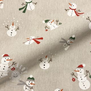 Dekorační látka Linenlook premium Xmas Happy Snowman