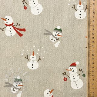 Dekorační látka Linenlook premium Xmas Happy Snowman