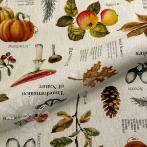 Dekorační látka premium Linenlook Fall Harvest Recipe digital print