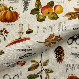 Dekorační látka premium Linenlook Fall Harvest Recipe digital print