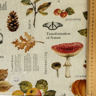 Dekorační látka premium Linenlook Fall Harvest Recipe digital print