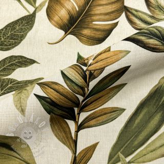 Dekorační látka premium Linenlook Botanic Bold Leaf digital print