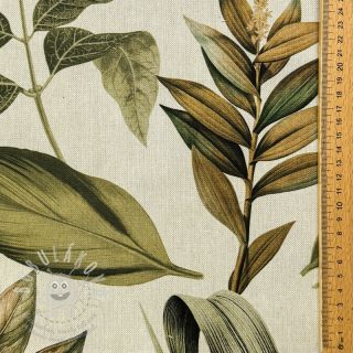 Dekorační látka premium Linenlook Botanic Bold Leaf digital print