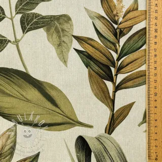 Dekorační látka premium Linenlook Botanic Bold Leaf digital print